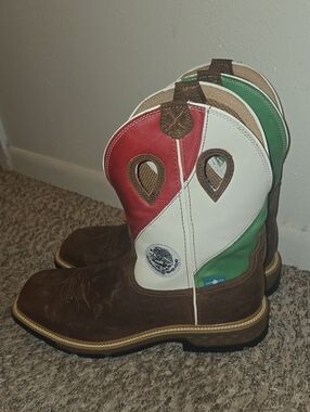 Twisted X Brown Leather Western Boots Mexican Flag Heritage Cowboy 14EE Mexico